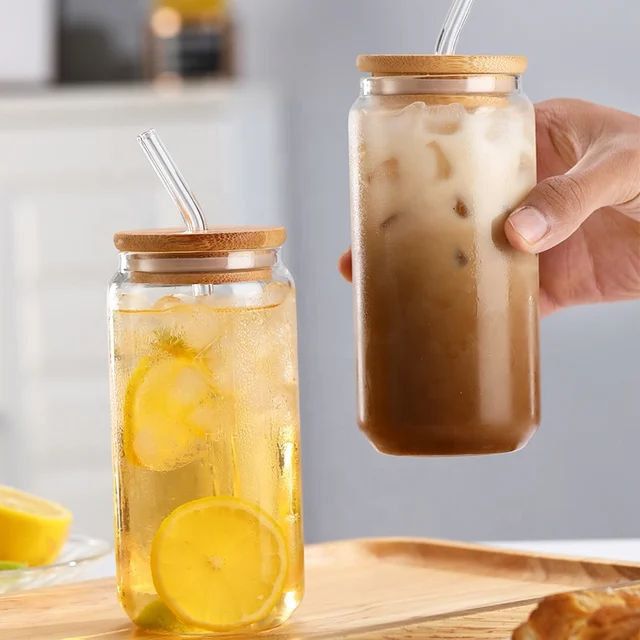 كوب مزود بغطاء خشب شاليموه زجاج
